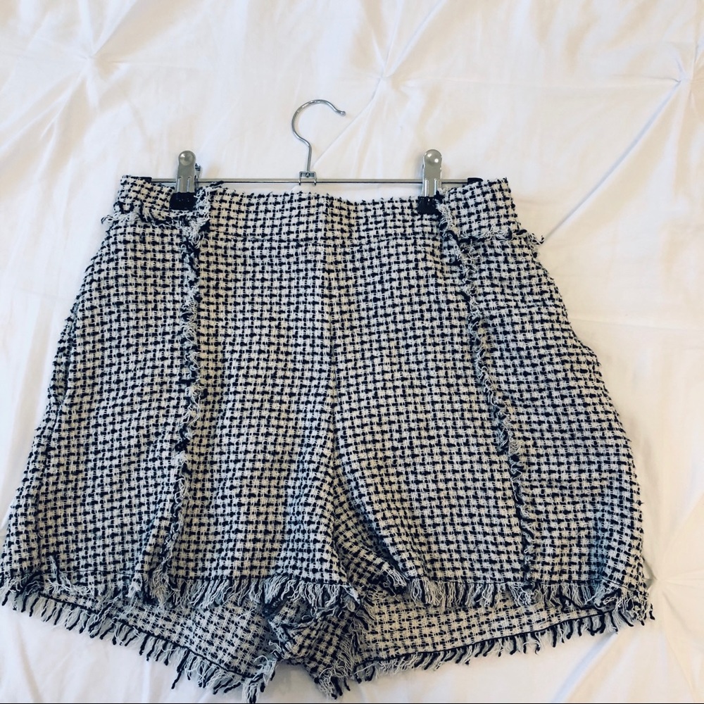 ZARA Tweed Black and White Shorts
